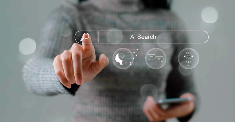 STUDIO FIVE - AI Search Optimization: Person interacting with AI search interface