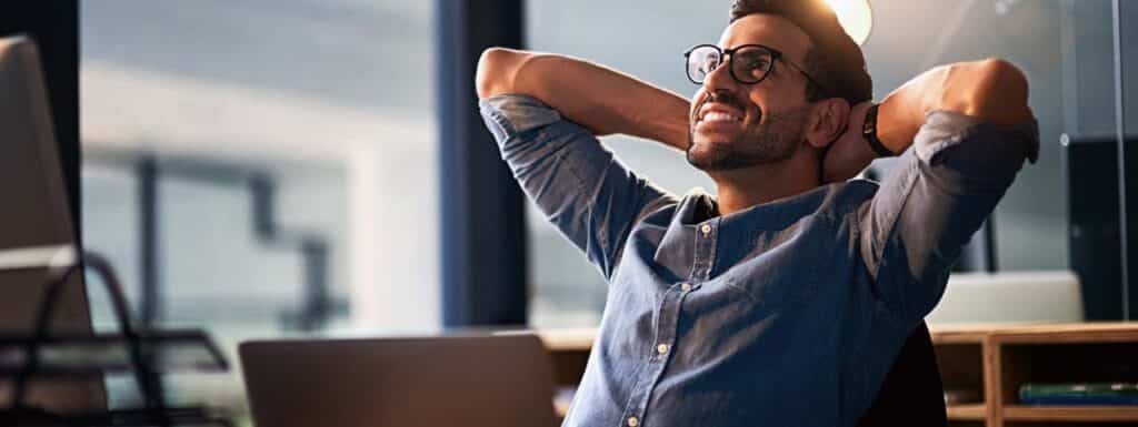 STUDIO FIVE - Increasing Website Engagement: Person relaxing in modern office space.