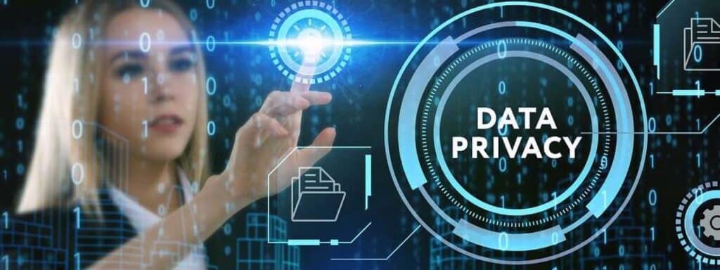 STUDIO FIVE - Intelligent Web Systems: Digital interface showcasing data privacy concepts.