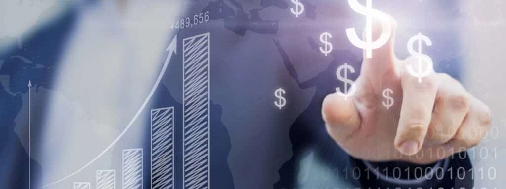 STUDIO FIVE - Intelligent Web Systems: Hand touching digital dollar signs